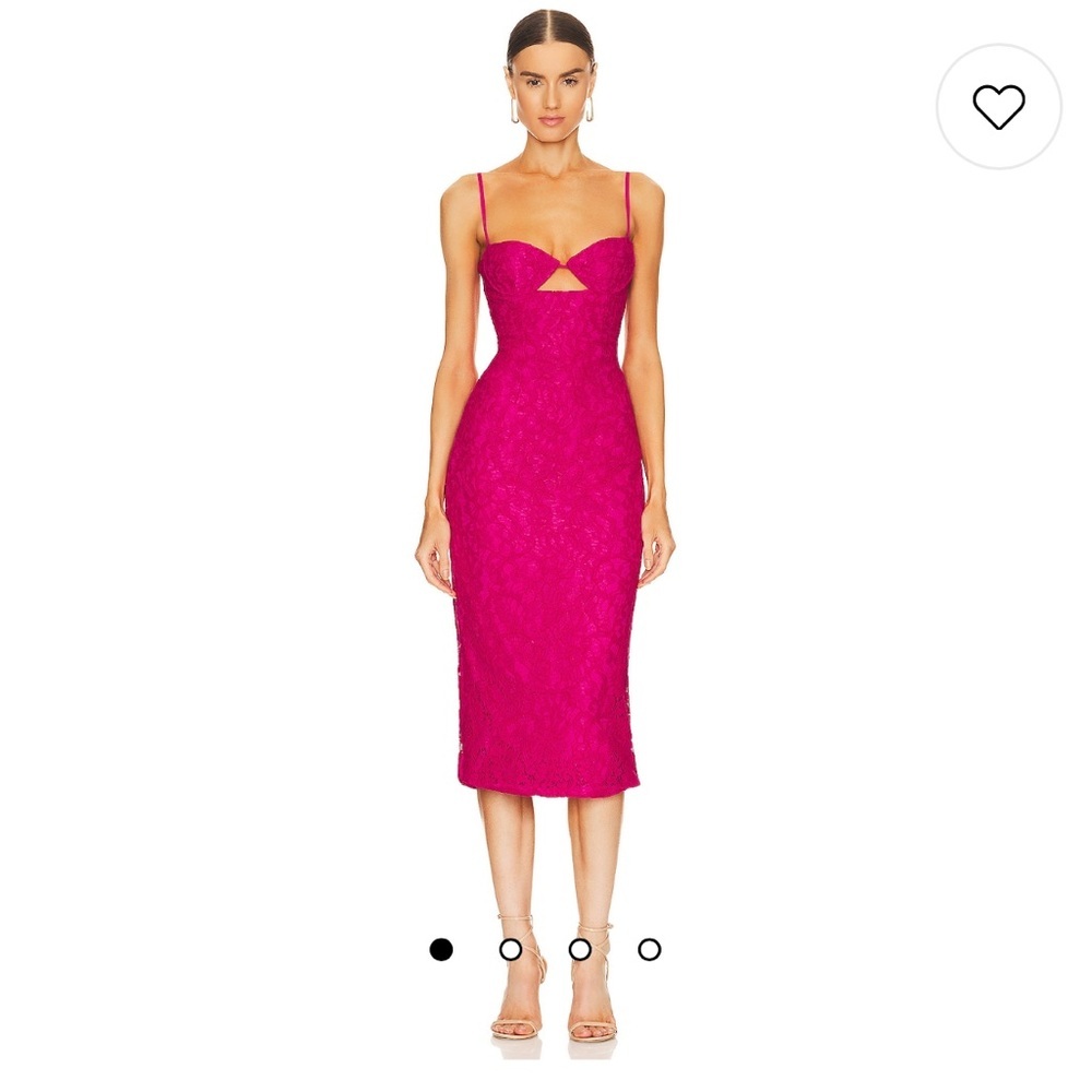 Bardot Revolve Ivanna Lace Fuschia Midi Dress, NWT